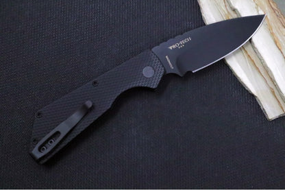 Pro Tech Strider PT+ Auto - Textured Black Anodized Aluminum Handle / Black DLC Finish / Magnacut Steel PT207