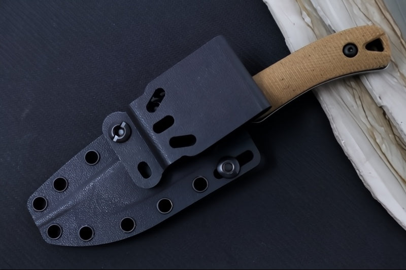 White River Axiom Fixed Blade - Natural Canvas Micarta Handle & Black Liners / CPM-Magnacut Blade WRSS-AXM-MNB