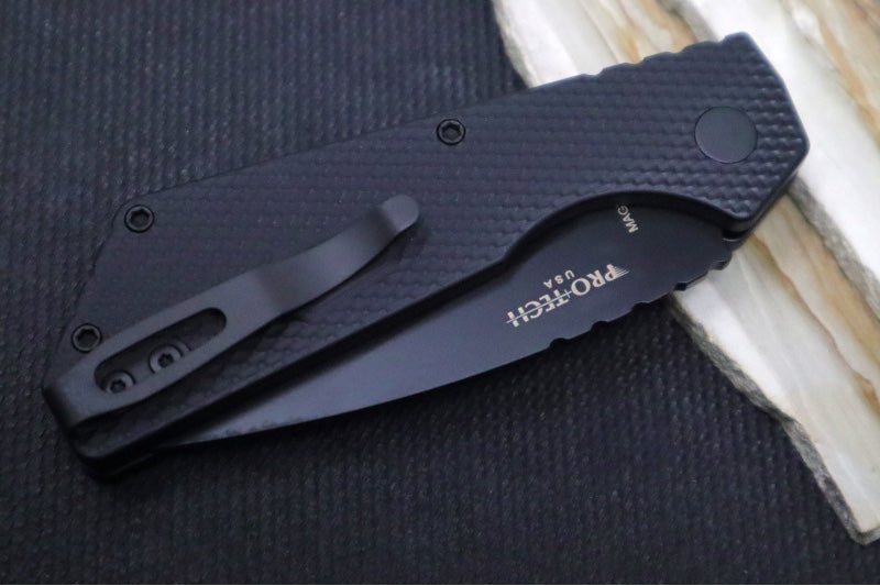 Pro Tech Strider PT+ Auto - Textured Black Anodized Aluminum Handle / Black DLC Finish / Magnacut Steel PT207 - Northwest Knives