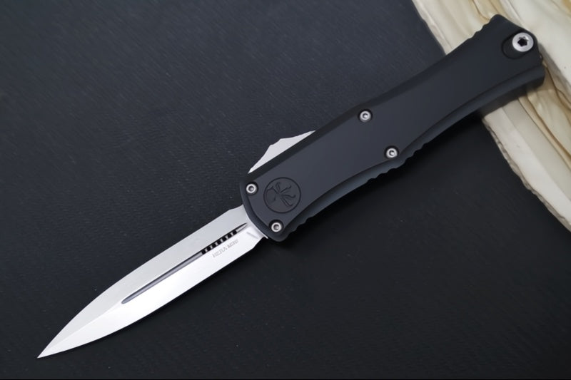 Microtech Mini Hera II OTF - Dagger Blade / Stonewash Finish / Black Anodized Aluminum Handle 1702M-10
