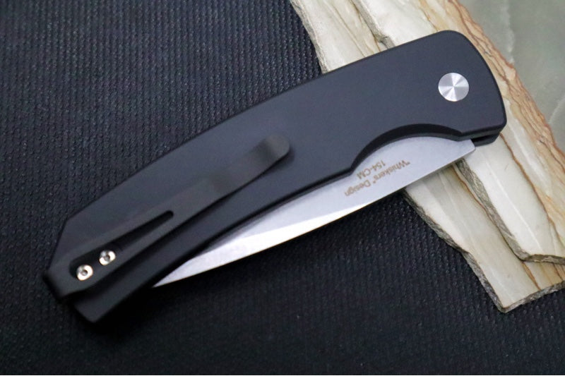 Pro Tech "Whiskers" Auto Hidden Release - Black Anodized Aluminum Handle / Stonewashed Finish / Drop Point Blade / 154CM M2601 - Northwest Knives
