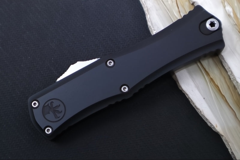 Microtech Mini Hera II OTF - Dagger Blade / Stonewash Finish / Black Anodized Aluminum Handle 1702M-10