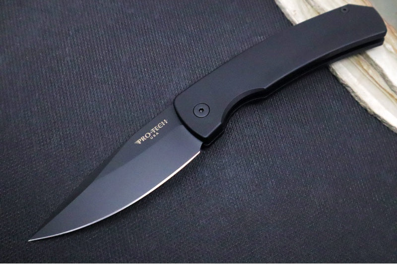 Pro Tech "Whiskers" Auto Hidden Release - Black Anodized Aluminum Handle / Black Finish / Drop Point Blade / 154CM M2603 - Northwest Knives