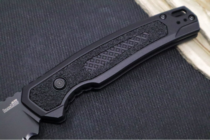 Kershaw 7105 Launch 16 Auto - CPM-M4 Steel / Black Tanto Blade with Partial Serrates / Black Aluminum Handle with Trac-Tek Insert