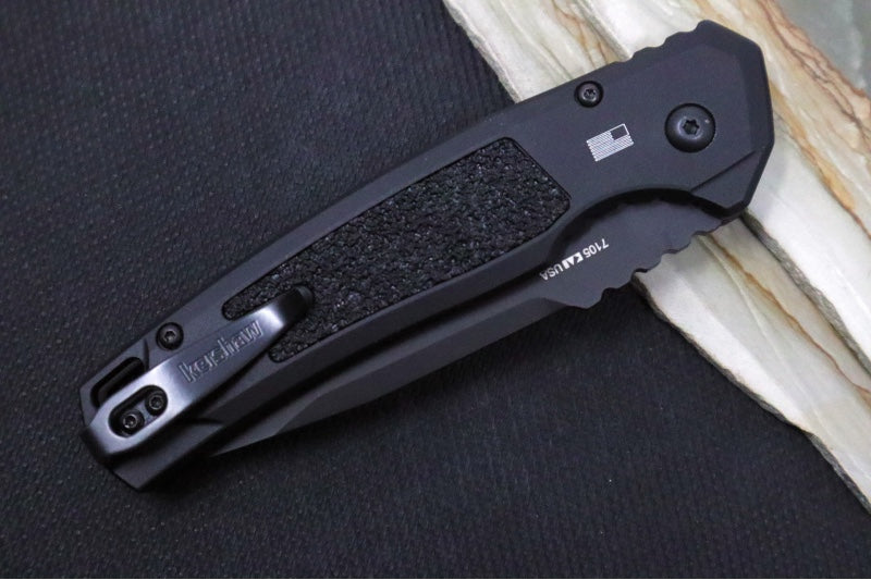Kershaw 7105 Launch 16 Auto - CPM-M4 Steel / Black Tanto Blade with Partial Serrates / Black Aluminum Handle with Trac-Tek Insert