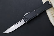 Microtech Mini Hera II OTF - Single Edge Blade / Apocalyptic Finish / Black Anodized Aluminum Handle 1703M-10AP - Northwest Knives