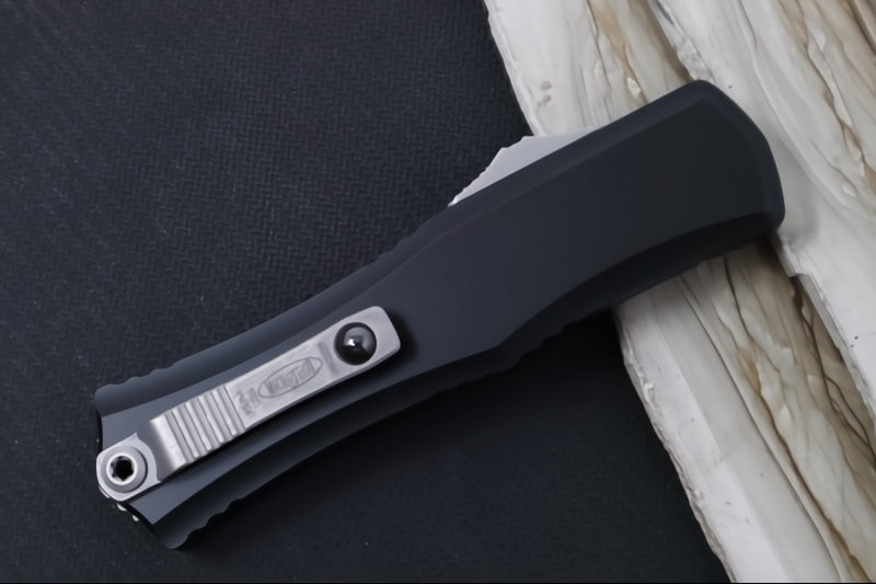 Microtech Mini Hera II OTF - Single Edge Blade / Apocalyptic Finish / Black Anodized Aluminum Handle 1703M-10AP