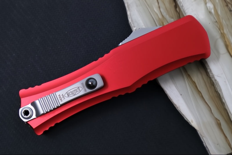 Microtech Mini Hera II OTF - Dagger Blade / Stonewash Finish / Red Anodized Aluminum Handle 1702M-10RD