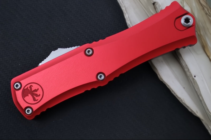 Microtech Mini Hera II OTF - Single Edge Blade / Stonewash Finish / Red Anodized Aluminum Handle 1703M-10RD