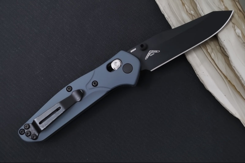 Benchmade 945BK-1 Mini Osborne Custom - Black Blade / CPM-S30V Steel / Reverse Tanto Blade / Cold War Grey Cerakoted Handle - Northwest Knives