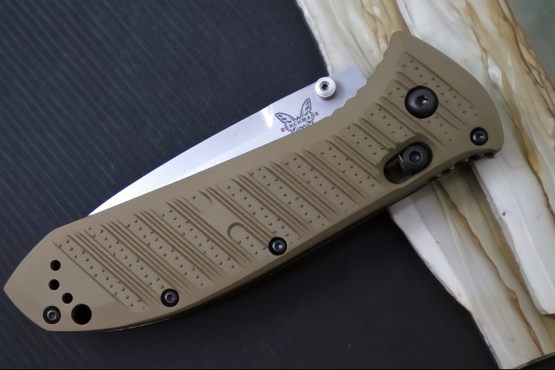 Benchmade 570-1 Presidio II Custom - Satin Finish / Drop Point Blade / CPM-S30V Steel / Flat Dark Earth Cerakoted Carbon Fiber Elite Handle