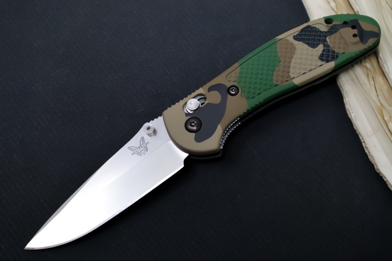 Benchmade 551-S30V Griptilian Custom - Satin Finish / Drop Point Blade / "Woodland Camo" Cerakoted Grivory Handle - Northwest Knives