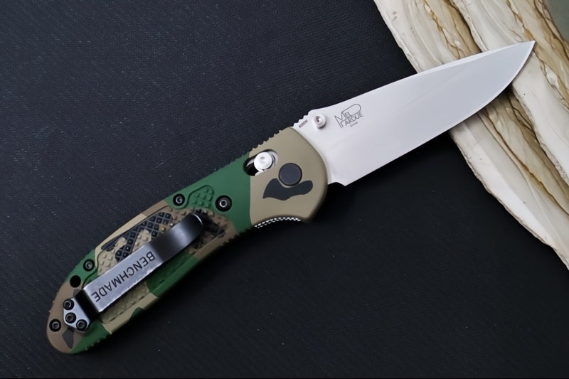 Benchmade 551-S30V Griptilian Custom - Satin Finish / Drop Point Blade / "Woodland Camo" Cerakoted Grivory Handle