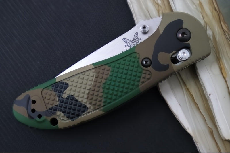 Benchmade 551-S30V Griptilian Custom - Satin Finish / Drop Point Blade / "Woodland Camo" Cerakoted Grivory Handle - Northwest Knives