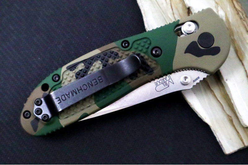 Benchmade 551-S30V Griptilian Custom - Satin Finish / Drop Point Blade / "Woodland Camo" Cerakoted Grivory Handle