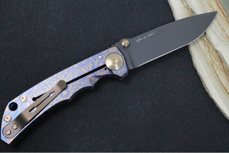Spartan Blades HARSEY Titanium Folder 2022 Special Edition - Drop Point Blade / CPM-S45VN / Royal Flush Anodized Handle SF5FLUSH - Northwest Knives