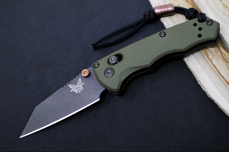 Benchmade 290BK-1 Full Immunity Custom - Cobalt Black Cerakote Finished Blade / CPM-M4 Steel / Wharncliffe Blade / OD Green Cerakoted Aluminum Handle - Northwest Knives