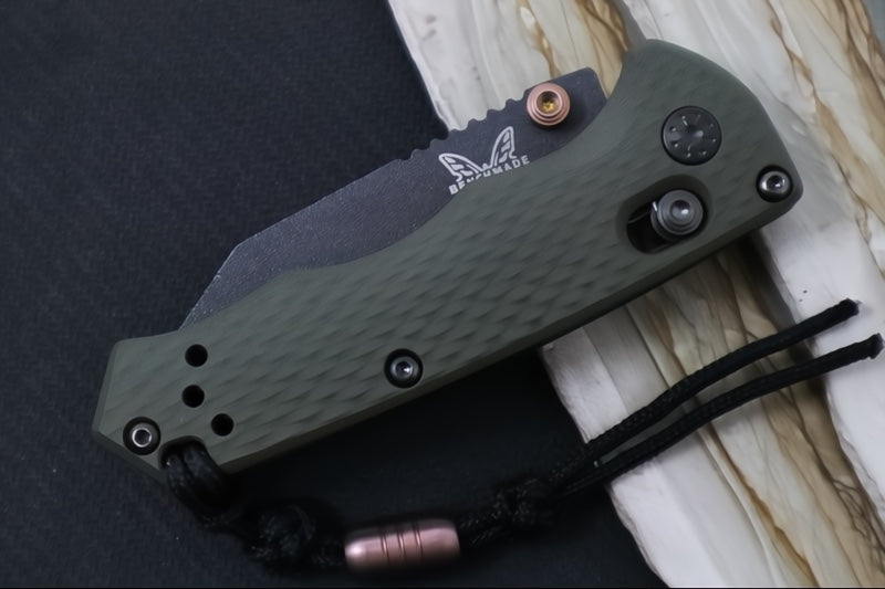 Benchmade 290BK-1 Full Immunity Custom - Cobalt Black Cerakote Finished Blade / CPM-M4 Steel / Wharncliffe Blade / OD Green Cerakoted Aluminum Handle