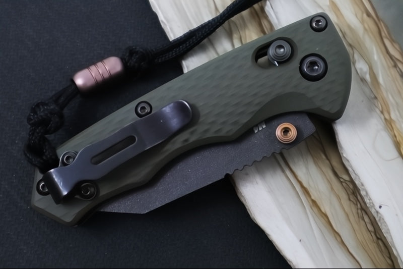 Benchmade 290BK-1 Full Immunity Custom - Cobalt Black Cerakote Finished Blade / CPM-M4 Steel / Wharncliffe Blade / OD Green Cerakoted Aluminum Handle