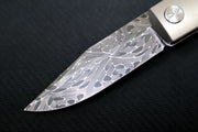 Boker BRLW Meterite Damascus - Non-stainless Meteorite Damascus Blade / Full Titanium Handle 110673DAM - Northwest Knives
