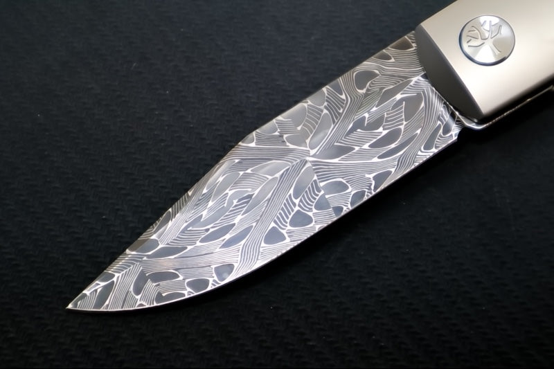 Boker BRLW Meterite Damascus - Non-stainless Meteorite Damascus Blade / Full Titanium Handle 110673DAM - Northwest Knives