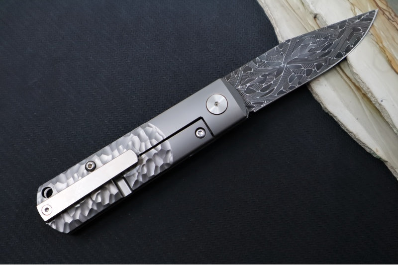 Boker BRLW Meterite Damascus - Non-stainless Meteorite Damascus Blade / Full Titanium Handle 110673DAM - Northwest Knives