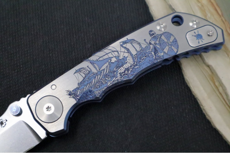 Spartan Blades HARSEY Titanium Folder 2022 Special Edition - Drop Point Blade / CPM-S45VN / Viking Longboat Anodized Handle SF5VIKING
