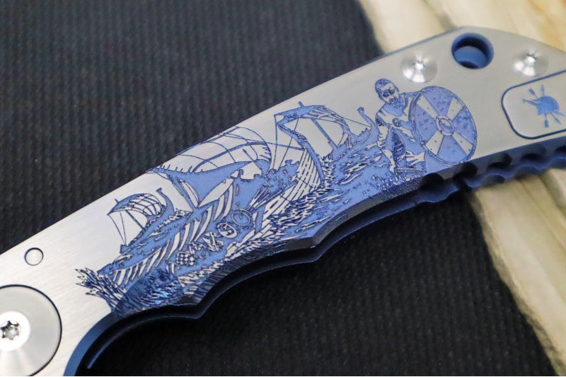 Spartan Blades HARSEY Titanium Folder 2022 Special Edition - Drop Point Blade / CPM-S45VN / Viking Longboat Anodized Handle SF5VIKING