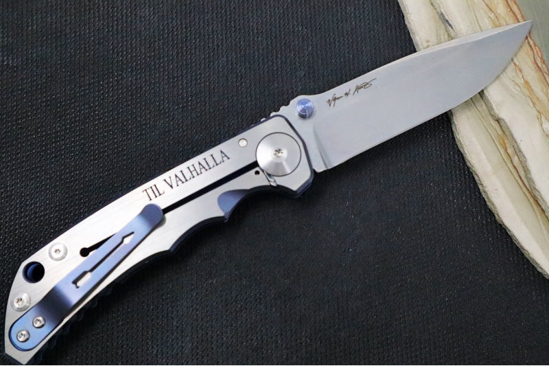 Spartan Blades HARSEY Titanium Folder 2022 Special Edition - Drop Point Blade / CPM-S45VN / Viking Longboat Anodized Handle SF5VIKING