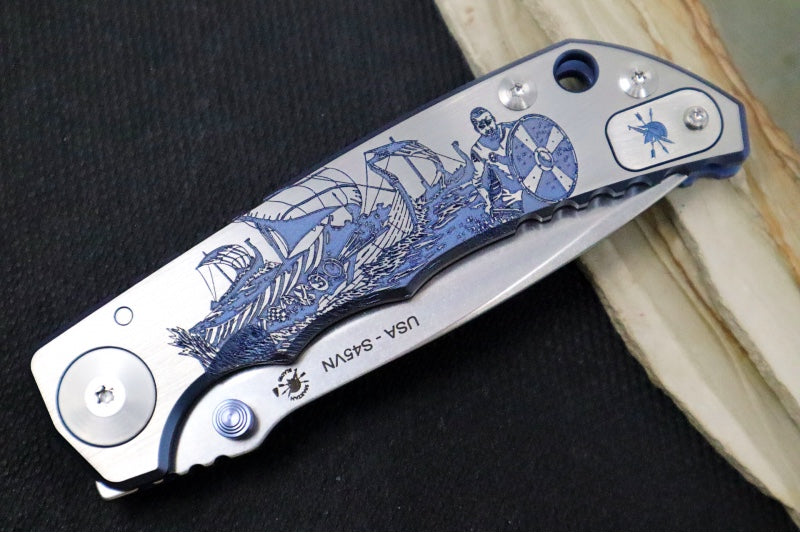 Spartan Blades HARSEY Titanium Folder 2022 Special Edition - Drop Point Blade / CPM-S45VN / Viking Longboat Anodized Handle SF5VIKING