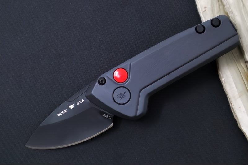 Buck 839 Mini Deploy Auto - Black Cerakoted Drop Point Blade / 154CM Steel / Sniper Grey Cerakoted Handle 13446