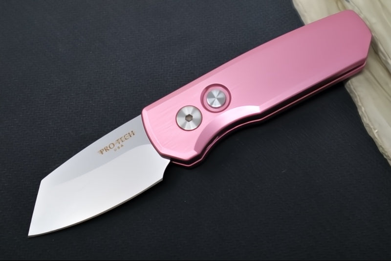 Pro Tech Runt Auto - Pink Aluminum Handle / Stonewashed Reverse Tanto Blade / CPM-20CV Steel R5201-PINK - Northwest Knives