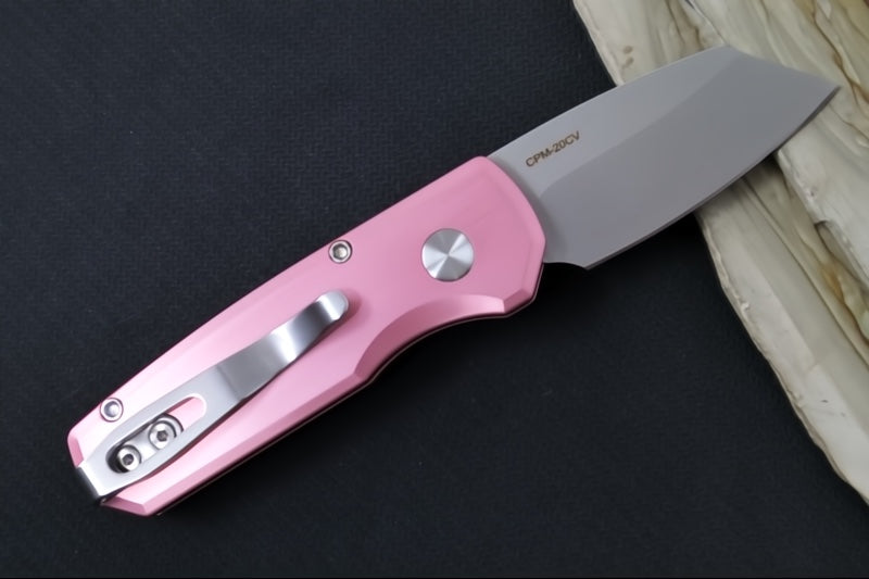 Pro Tech Runt Auto - Pink Aluminum Handle / Stonewashed Reverse Tanto Blade / CPM-20CV Steel R5201-PINK