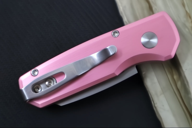 Pro Tech Runt Auto - Pink Aluminum Handle / Stonewashed Reverse Tanto Blade / CPM-20CV Steel R5201-PINK - Northwest Knives