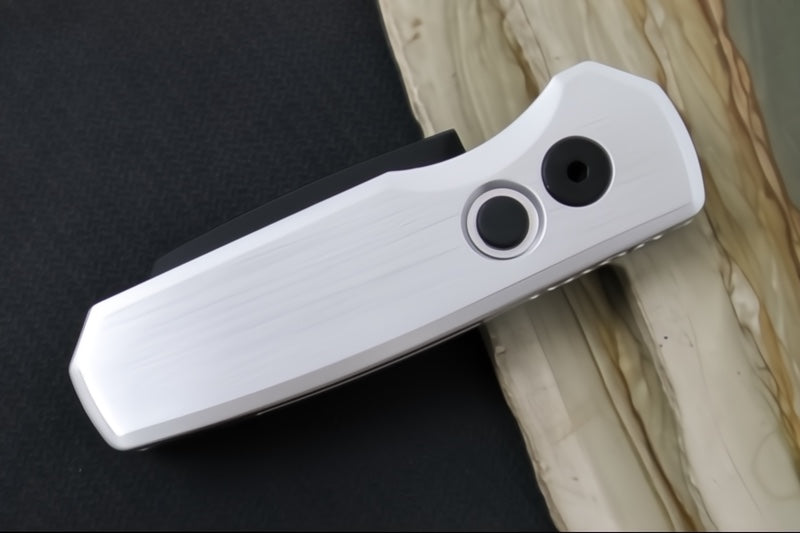 Pro Tech Runt Auto - Satin Silver Aluminum Handle / Black Reverse Tanto Blade / CPM-20V Steel R5203-SILVER