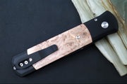 Pro Tech Godfather Auto - Black Anodized Aluminum Handle & Burl Wood Inlays / Black DLC Spearpoint Blade / CPM-154 Steel 906 - Northwest Knives