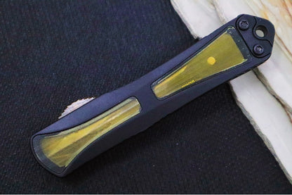 Heretic Knives Manticore S OTF - Ultem & Black Anodized Aluminum Handle / Black DLC Dagger with Full Serrates H024-6C-ULTEM