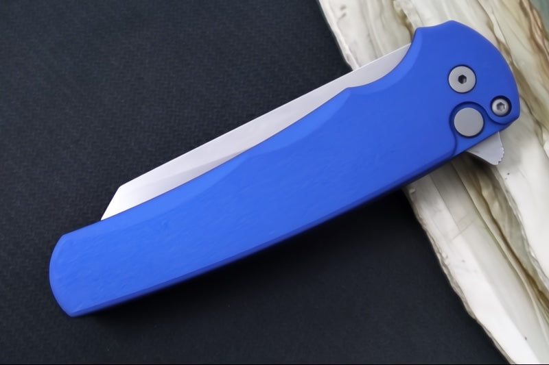 Pro Tech Malibu - Reverse Tanto Blade / Stonewash Finish / CPM-Magnacut Steel / Blue Aluminum Handle 5401-BLUE - Northwest Knives
