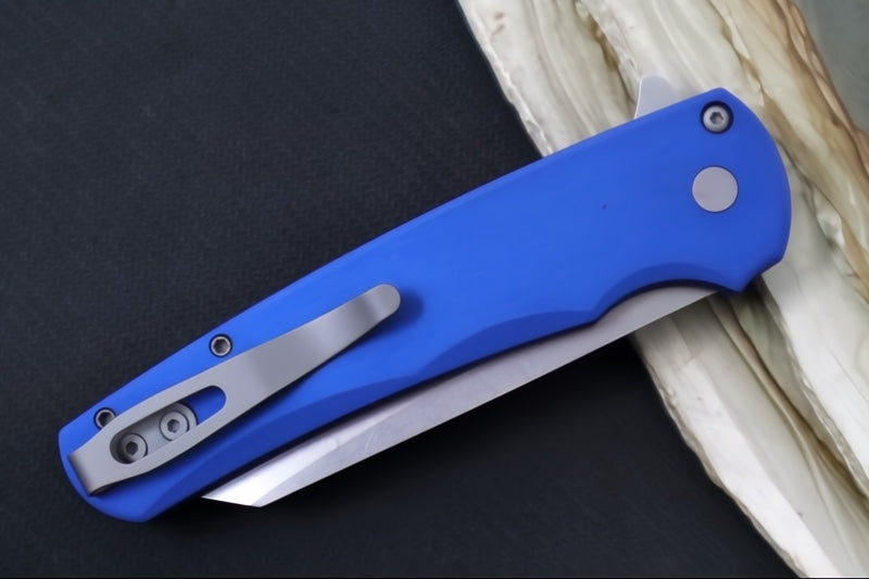 Pro Tech Malibu - Reverse Tanto Blade / Stonewash Finish / CPM-Magnacut Steel / Blue Aluminum Handle 5401-BLUE - Northwest Knives