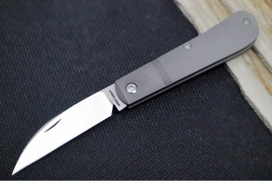 Jack Wolf Knives Laid Back Jack Slip Joint - Bead Blasted Smooth Titanium Handle / Bead Blasted Titanium Bolsters / CPM-S90V Steel