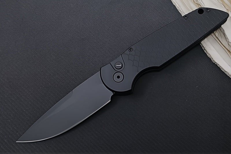 Pro Tech Tactical Response 3 Operator - Black Anodized Aluminum Handle / Fish Scales Texture / Tritium Push Button TR-3-X1-OPERATOR