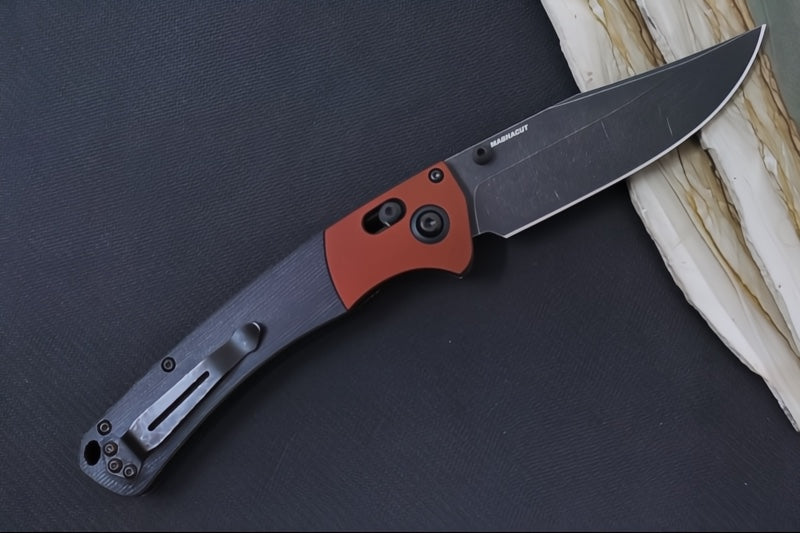 Benchmade 15085BK-04 Mini Crooked River - Burnt Copper Aluminum & Black Micarta Handle / Clip Point Blade / DLC Battlewash Finish / CPM-Magnacut Steel