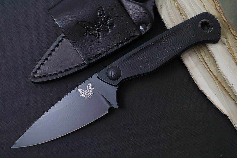 Benchmade 203BK-02 Dacian Pocket Fixed Blade - CPM-Magnacut Steel / Black Cerakoted Finish / Black Micarta Handle / Black Oxide Hardware