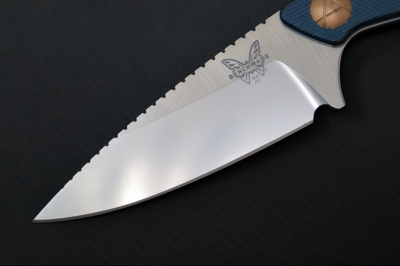 Benchmade 203-04 Dacian Pocket Fixed Blade - CPM-Magnacut Steel / Stonewashed Blade / Blue Denium Micarta Handle / Copper Accents