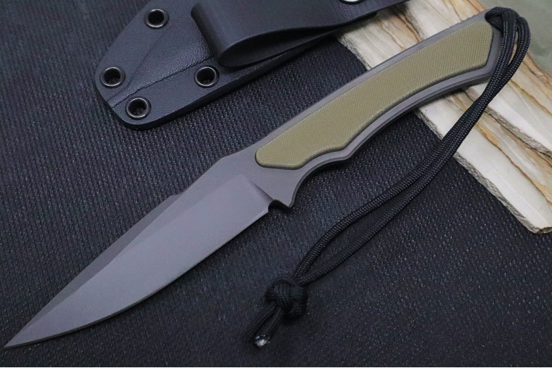 Spartan Blades Phrike Fixed Blade - Black CPM-S45VN Blade / OD Green G-10 Handle / Kydex Sheath IMB Loop SB17BKGRKYBK - Northwest Knives