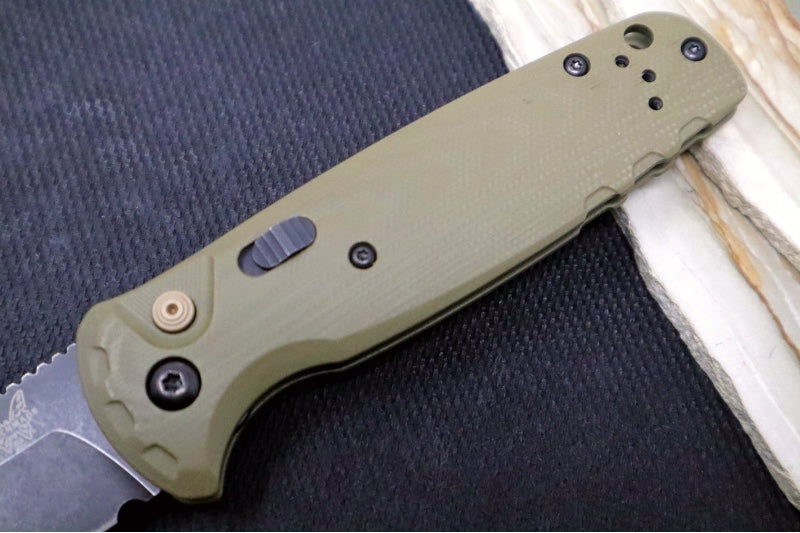 Benchmade 4300BK-02 CLA - DLC Battlewash Black Finish / CPM-Magnacut Steel / OD Green G-10 Handle
