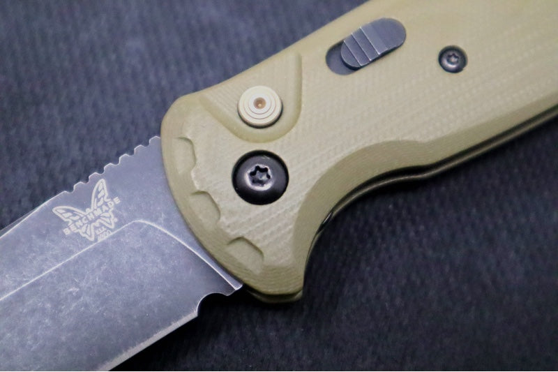Benchmade 4300BK-02 CLA - DLC Battlewash Black Finish / CPM-Magnacut Steel / OD Green G-10 Handle