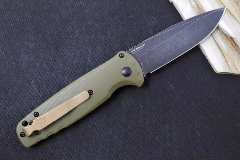 Benchmade 4300BK-02 CLA - DLC Battlewash Black Finish / CPM-Magnacut Steel / OD Green G-10 Handle