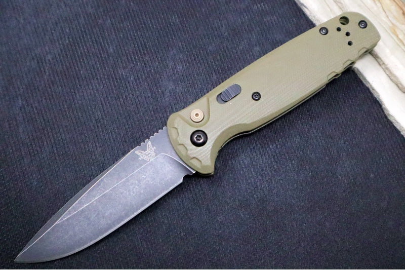 Benchmade 4300BK-02 CLA - DLC Battlewash Black Finish / CPM-Magnacut Steel / OD Green G-10 Handle