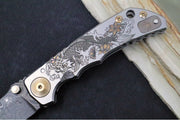 Spartan Blades HARSEY Titanium Folder 2022 Special Edition - Drop Point Blade / Chad Nichols Damascus / Koi Pond Anodized Handle - Northwest Knives